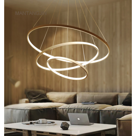 Black/White/Golden Modern pendant lights for living room dining room 4/3/2/1 Circle Rings acrylic aluminum body LED pendant Lamp