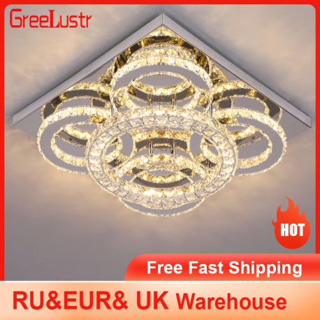Crystal Led Ceiling Light 3 Side Crystal Chandeliers Changeable Lamp Home Decor Nordic Indoor Lighting Fixtures for Living Room