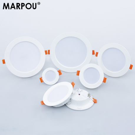 MARPOU 6Pcs Led Downlight 3W 5W 7W 9W 12W 15W 18W Recessed Indoor Led Ceiling Lamp Ultra Thin Round Panel Light for Office Bedro