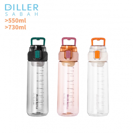 Diller Food Grade PC Direct Drinking Elegant Design With Portable Handle D2309 ( 550ml/730ml )