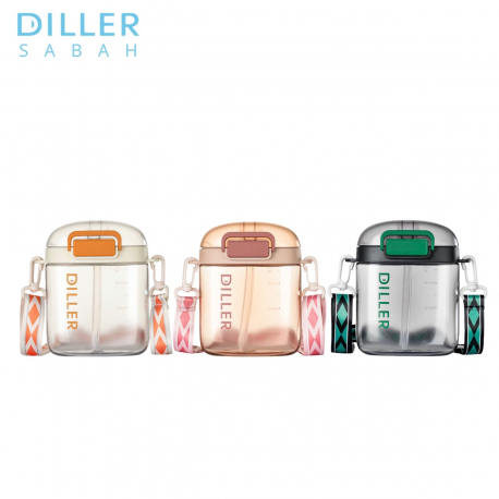 Diller High Quality Square Straw Tritan Water Bottle With Adjustable Strap D2308 (720ml)