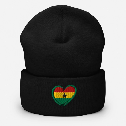 Ghana Pride Heart Cuffed Beanie