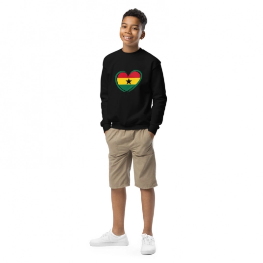 Ghana Pride Heart Youth Crewneck Sweatshirt