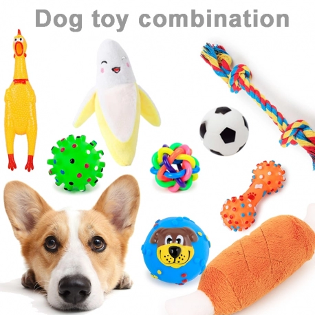 4 Pcs Dog Toys Pet Ball Bone Rope