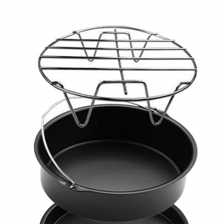 Air Fryer Accessories High Quality Baking Basket Pizza Plate Grill Pot Kitchen Cooking Tool  Air Deep Fryer Parts