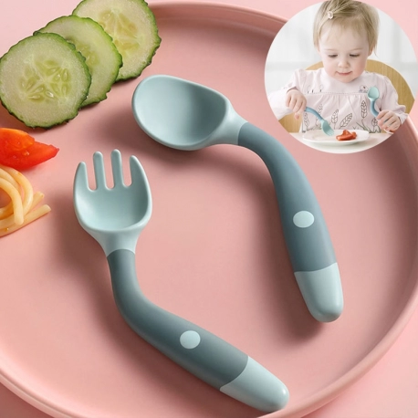 2PCS Silicone Spoon Fork for Baby Utensils