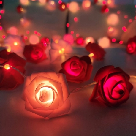 3m LED Rose String Lights for Valentines Day Wedding Girl Heart Room Garden Decoration Night Light Christmas Fairy Lights Decor