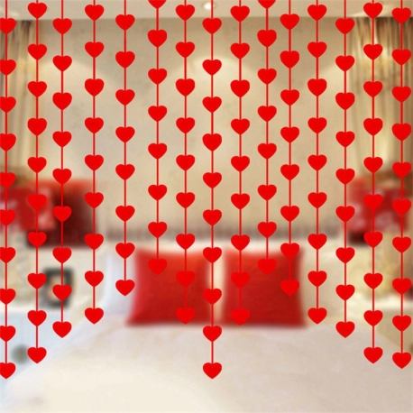 16pcs Romantic Red Heart Garland Valentines Day Marriage Wedding Decoration Diy Bedroom Hanging String Room Decor Love