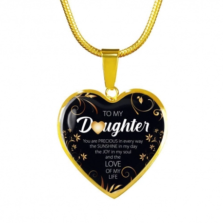 To My Daughter, You Are Precious - Gold Heart Necklace