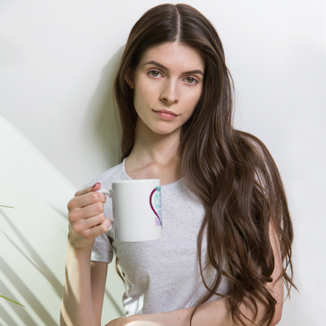 White glossy mug - Cleanse (magenta heart)