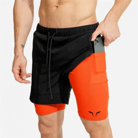 Pantalones cortos deportivos para hombre, 2 en 1, transpirables, de doble capa, para entrenamiento de culturismo y fitness, nove