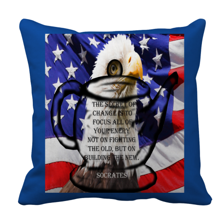Veterans Day  Eagle  US Flag  Socrates  Teapot  Pillow Case