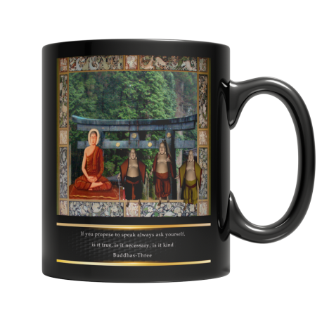 Buddhas at Temple Mug   Black
