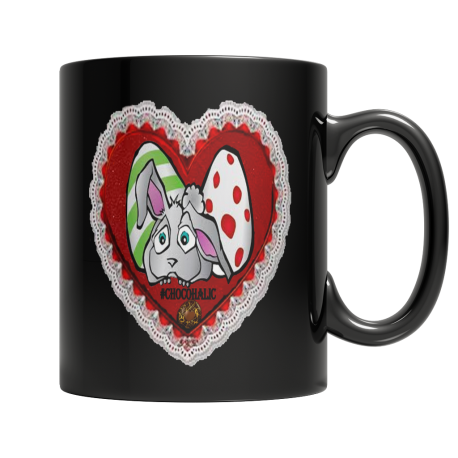 Holiday - Easter Valentine Moms Day Heart Bunny Dark Mug