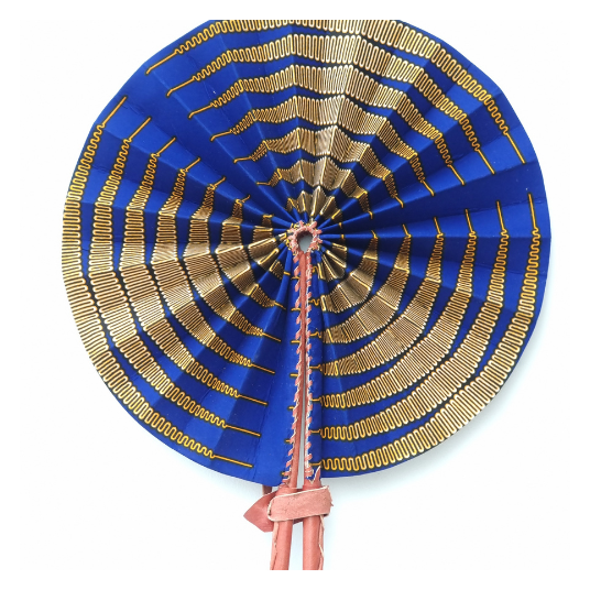 African print fold-out leather fan