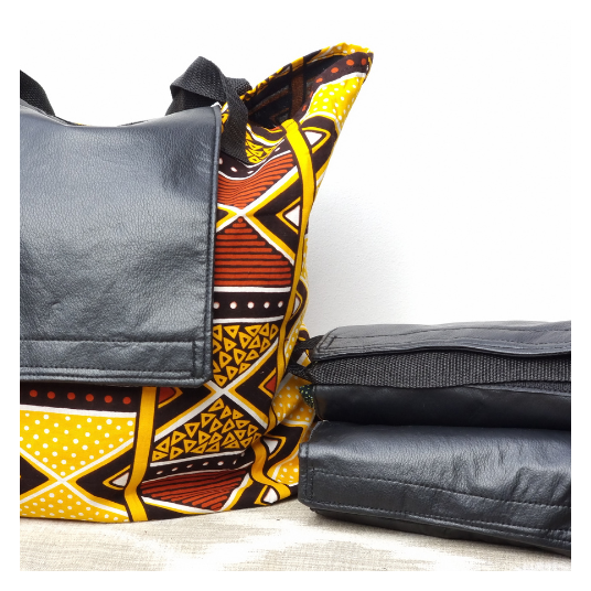 Ankara roll-up shopping bag - yellow