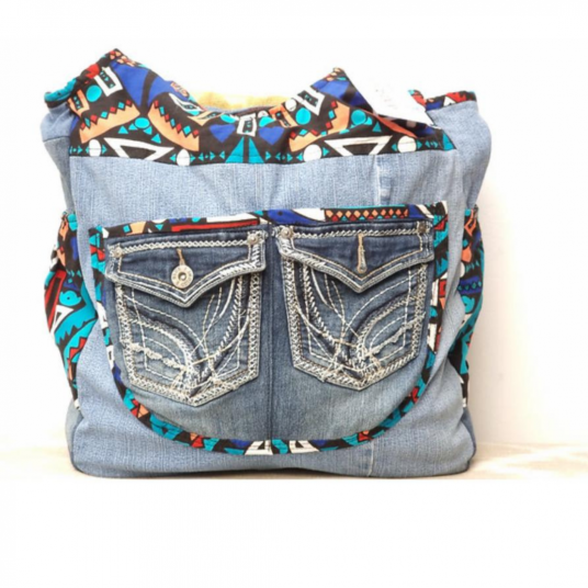 Up-cycled large jean bag