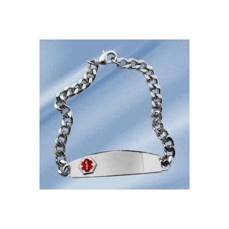 Men’s Silver Medical ID Bracelet w/ Chain