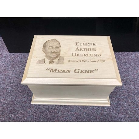 Wooden Urn w/ Laser Engraved Photo