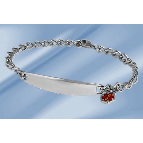 Women’s Silver Medical ID Bracelet w/ Chain & Pendant