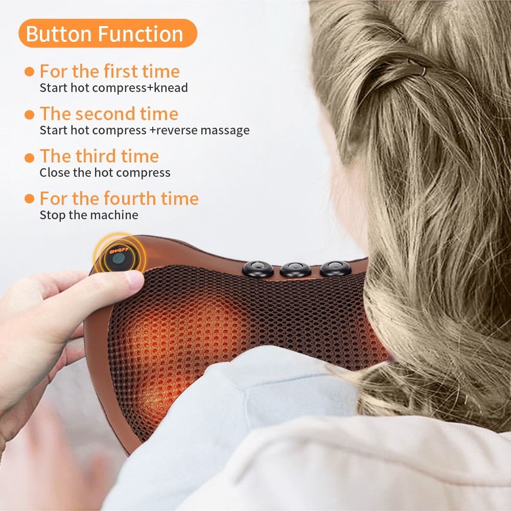 Head Neck Massager Cervical Shiatsu Massage Neck Back Waist Body Electric  Multifunctional Massage Pillow Cushion - China Neck Massager, Massage Neck  Pillow