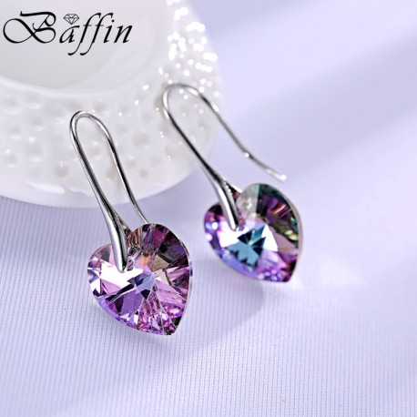 Drop Earrings Hanging Hearts Crystals From Swarovski