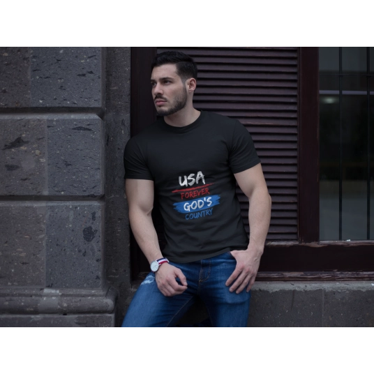 USA Forever God s Country Men s Cotton Crew Tee