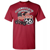 (ON SALE!) Route 66 - America's Highway Bald Eagle, Flag, Motorcycle T-Shirt (Unisex)