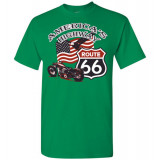 (ON SALE!) Route 66 - America's Highway Bald Eagle, Flag, Motorcycle T-Shirt (Unisex)