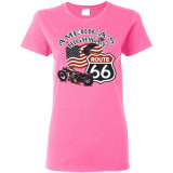 (ON SALE!) Route 66 - America's Highway Bald Eagle, Flag, Motorcycle Women's T-Shirt