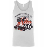 (ON SALE!) Route 66 - America's Highway Bald Eagle, Flag, Motorcycle Unisex Tank Top