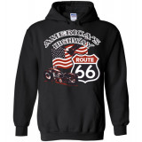 (ON SALE!) Route 66 - America's Highway Bald Eagle, Flag, Motorcycle Hoodie