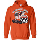 (ON SALE!) Route 66 - America's Highway Bald Eagle, Flag, Motorcycle Hoodie