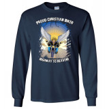 Proud Christian Biker Highway to Heaven Artwork Long Sleeve T-Shirt