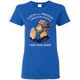 (SALE) Loud and Proud Christian Biker I Ride with Jesus Artwork Women's T-Shirt