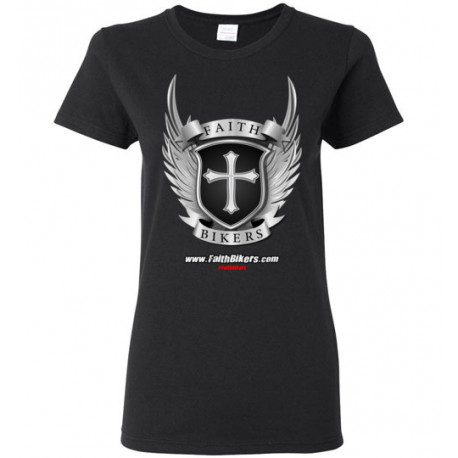 (SALE!) FaithBikers.com Shield and Wings Branded Logo Women's T-Shirt