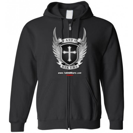 (SALE!) FaithBikers.com Shield and Wings Logo Zippered Hoodie