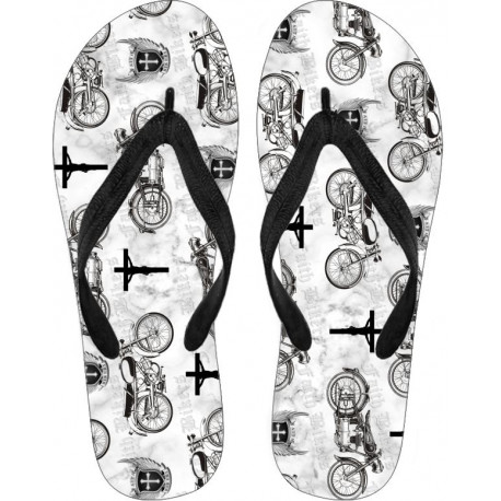 Faith Bikers Custom Brand Christian Biker Flip Flops (White)