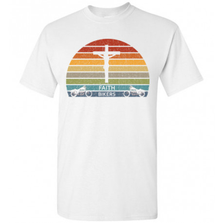 ON SALE! Faith Bikers Retro Sun and Cross Design T-Shirt (Unisex)