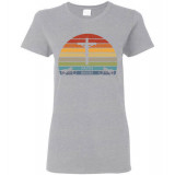 Faith Bikers Retro Sun and Cross Design Women's T-Shirt