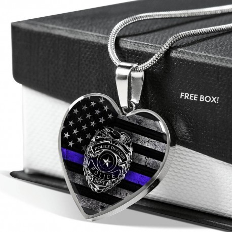 Police Blue Line Badge Flag Heart