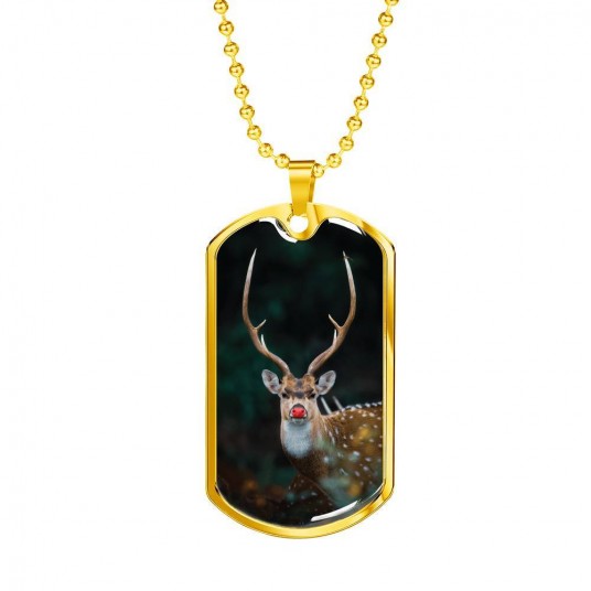 Rudolf Christmas - Gold Dog Tag