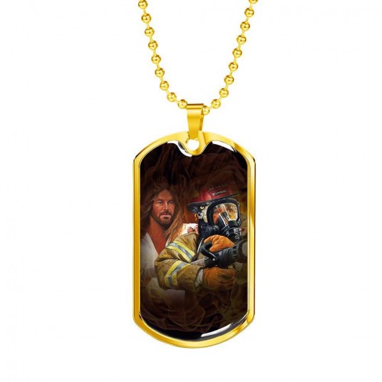 Jesus Hand on Firefighter Shoulder