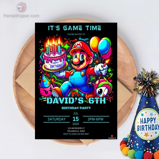 Super Mario Birthday invite