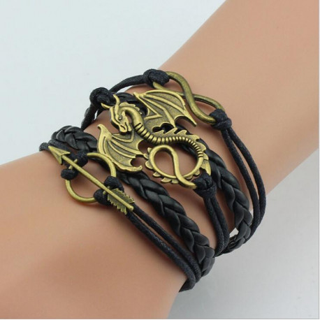 Harry Potter Power Dragon Black Woven Charm Bracelet