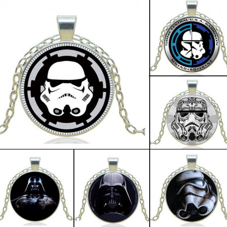 Star Wars Darth Vader Stormtrooper Metal Silver Pendant Necklace