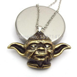 Star Wars Gold Bronze Jedi Master Yoda Pendant Necklace