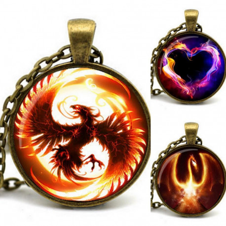 Game of Thrones Fire & Ice Pendant Firebird Dragon Heart Bronze