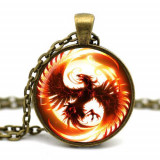 Game of Thrones Fire & Ice Pendant Firebird Dragon Heart Bronze