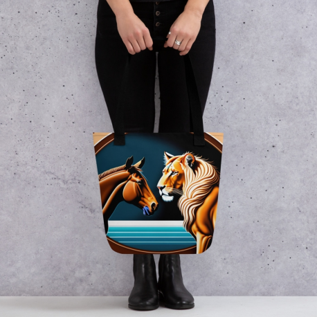 Fibermerix Fashion Reusable Horse-Lion Organic Designer Tote Bag